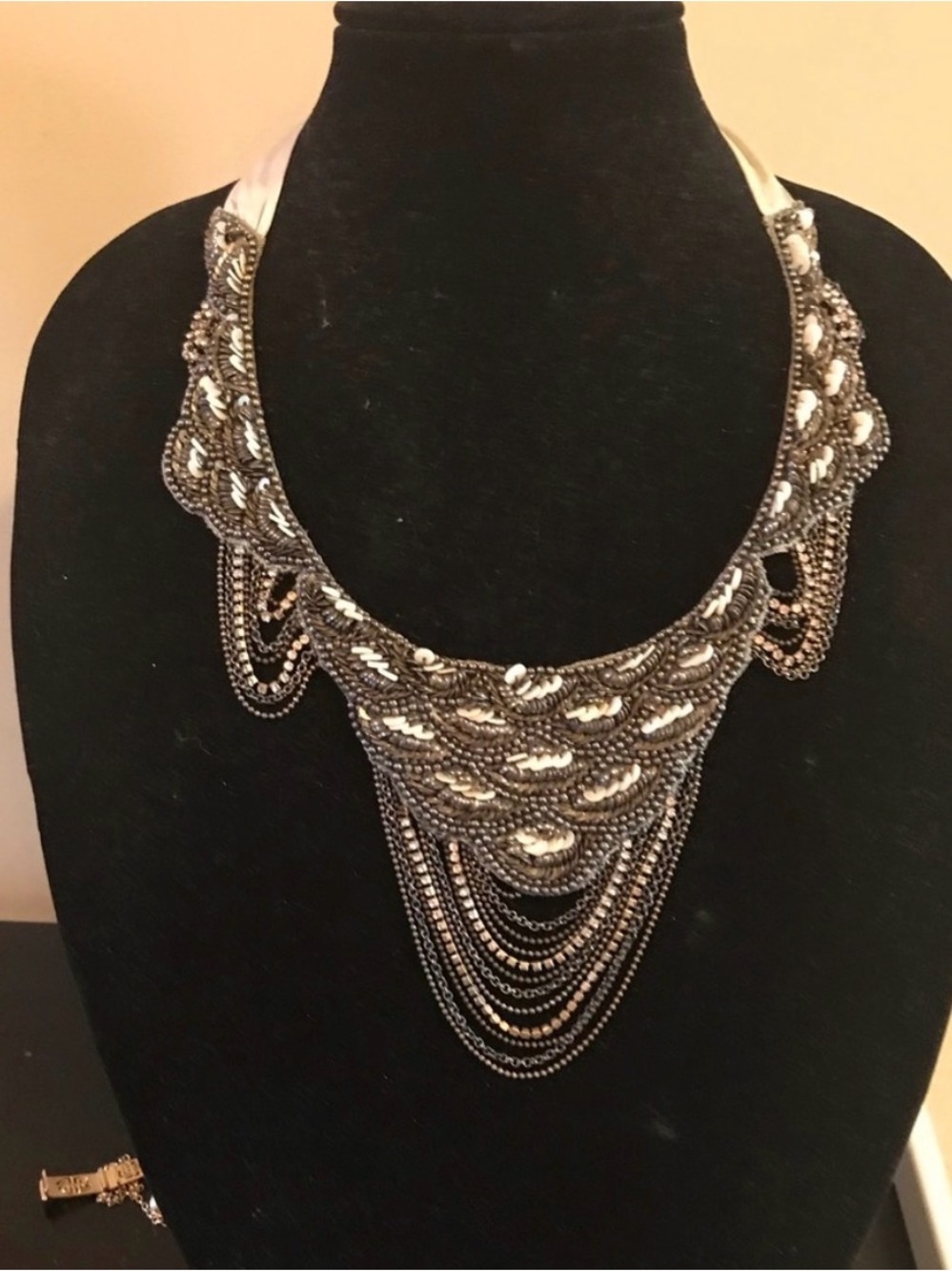 Statement Black and Silver Bib Necklace